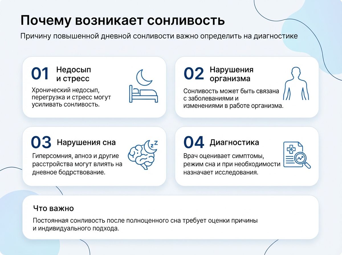 Лечение сонливости инфографика